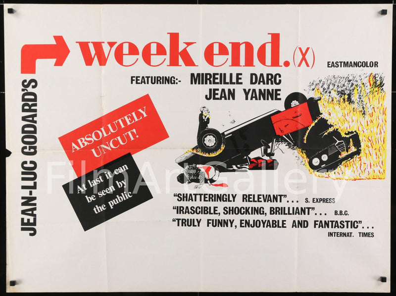 Weekend (Week End) British Quad (30x40) Original Vintage Movie Poster