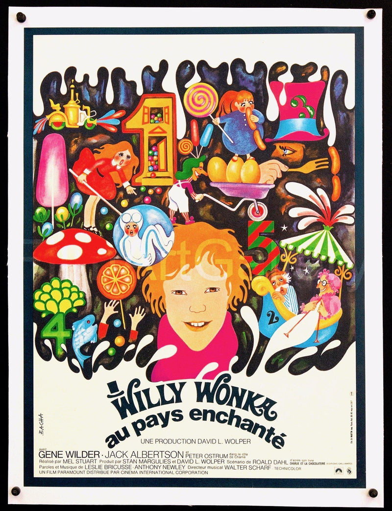 Willy Wonka and the Chocolate Factory French mini (16x23) Original Vintage Movie Poster