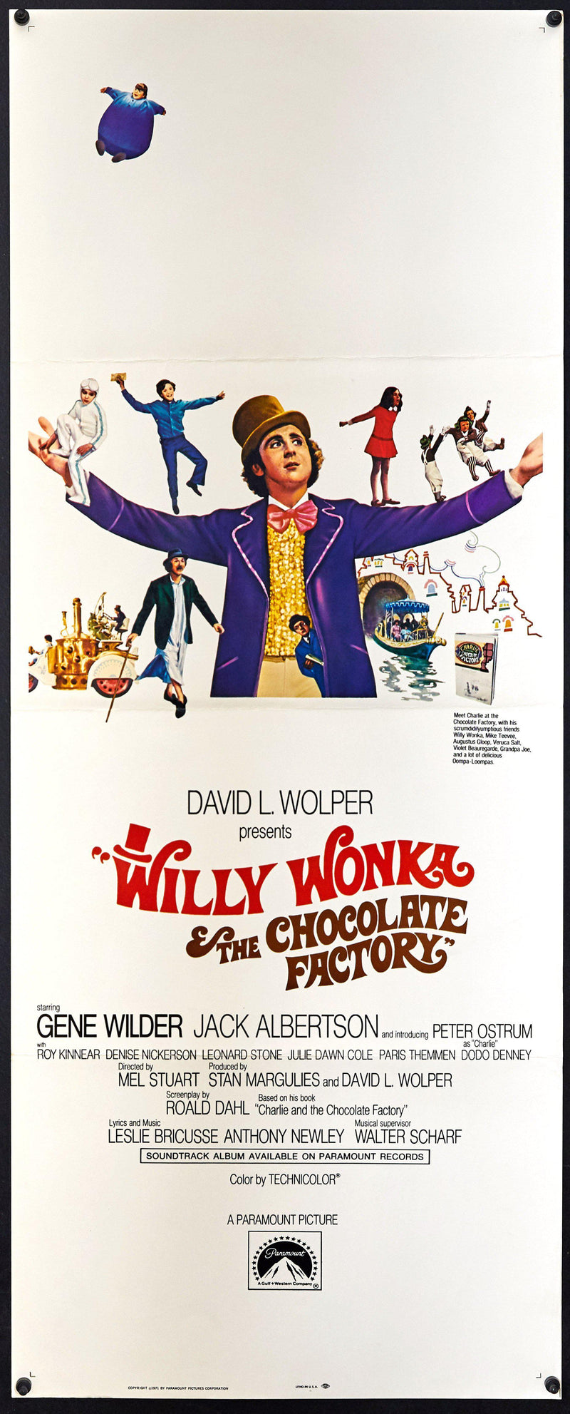 Willy Wonka and the Chocolate Factory Insert (14x36) Original Vintage Movie Poster