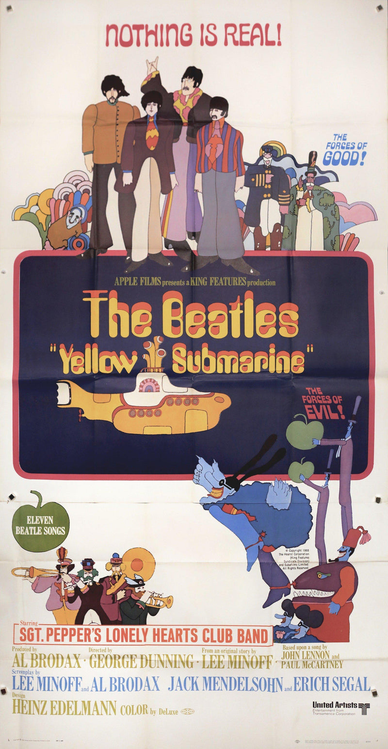 Yellow Submarine 3 Sheet (41x81) Original Vintage Movie Poster