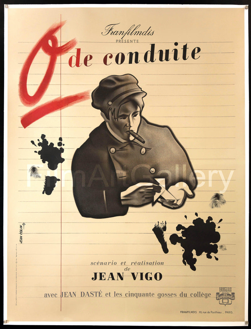 Zero for Conduct (0 de Conduite) French 1 panel (47x63) Original Vintage Movie Poster